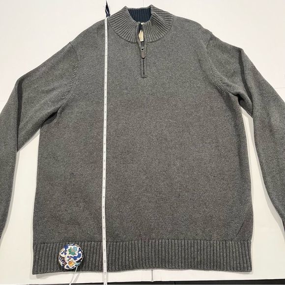 LL Bean Gray 1/4 Zip Mock Neck‎ 100% CottonPullover Sweater XL - Picture 10 of 11